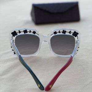 SOLD Gucci Clear Floral Oversized Sunglasses